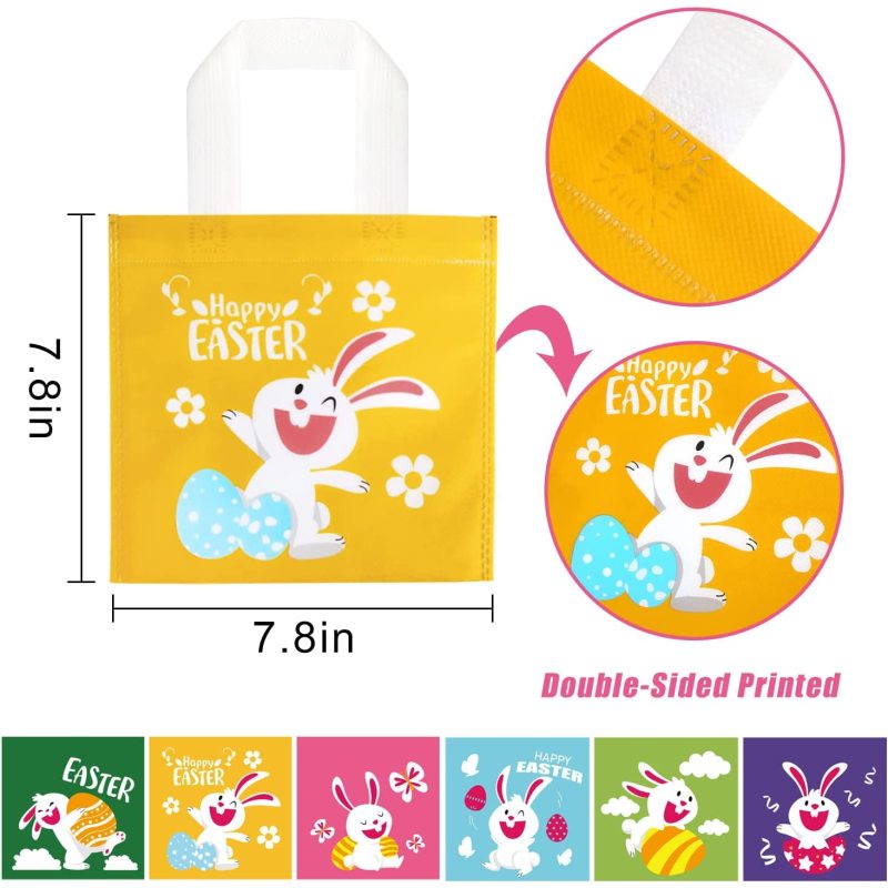 Colorful Non-Woven Bags,  Gift Tote Bags Reusable Candy Bags with Handle for Easter Party Favors