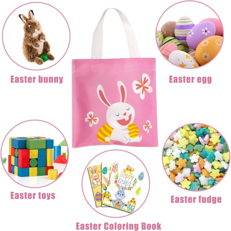 Colorful Non-Woven Bags,  Gift Tote Bags Reusable Candy Bags with Handle for Easter Party Favors