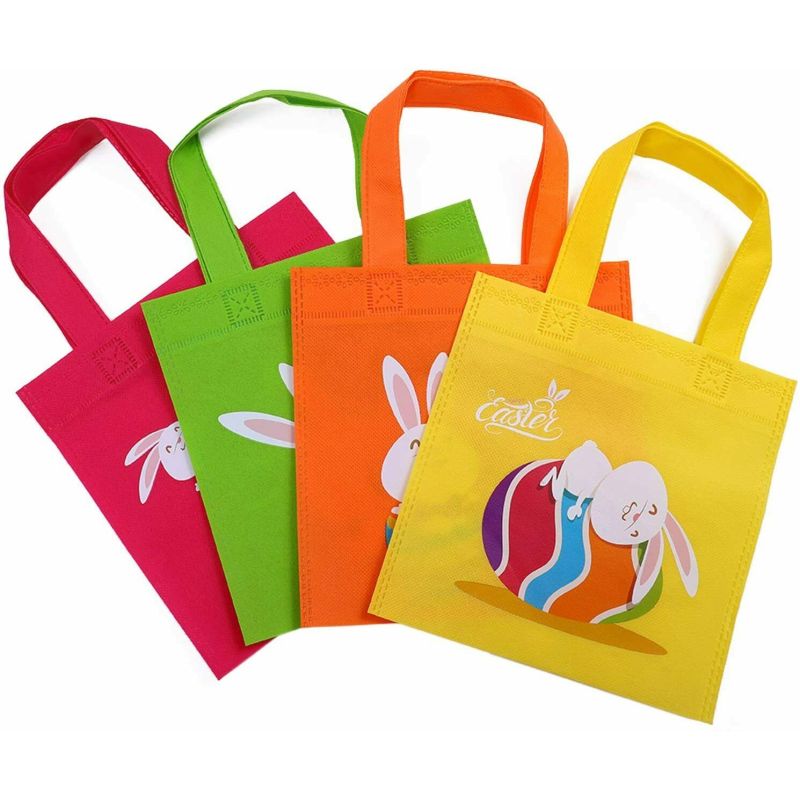 Colorful Non-Woven Bags,  Gift Tote Bags Reusable Candy Bags with Handle for Easter Party Favors