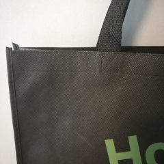 wholesale cheap eco-friendly black  sewing  heavy duty 120gsm non woven polypropylene  promotional tote shopping bag   bag