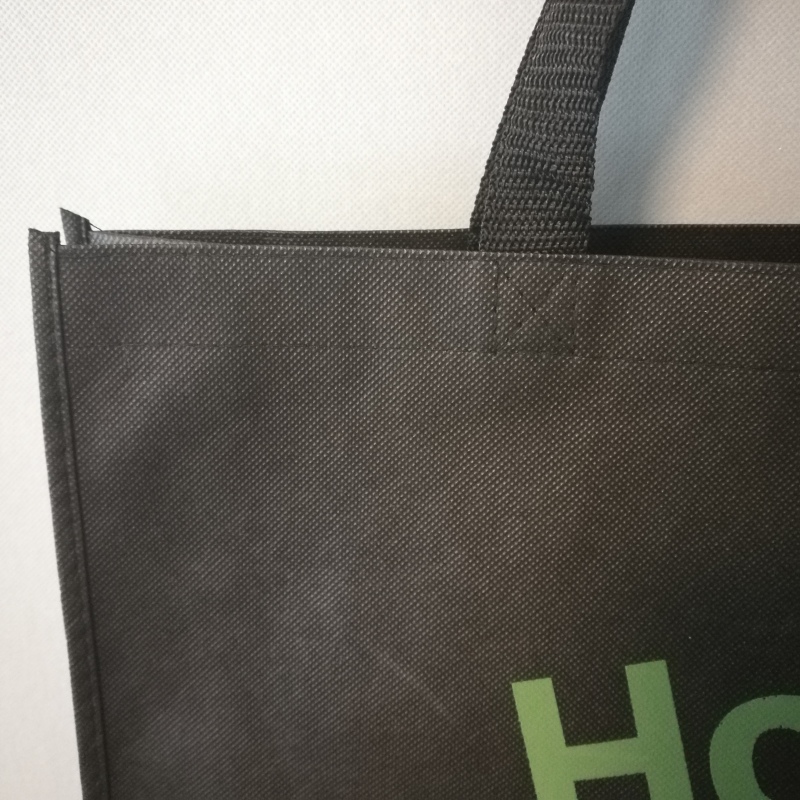 wholesale cheap eco-friendly black  sewing  heavy duty 120gsm non woven polypropylene  promotional tote shopping bag   bag