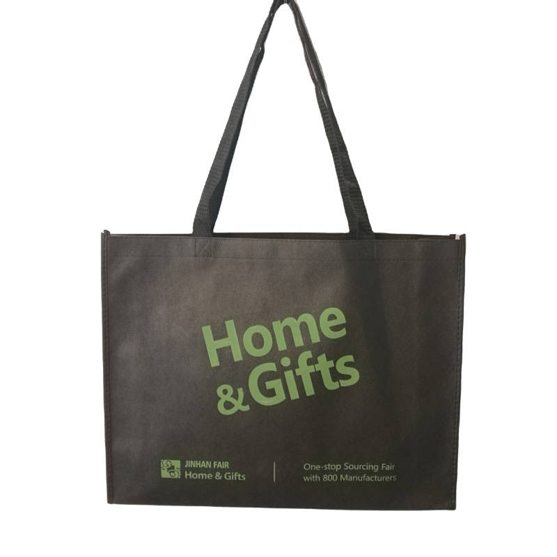 wholesale cheap eco-friendly black  sewing  heavy duty 120gsm non woven polypropylene  promotional tote shopping bag   bag