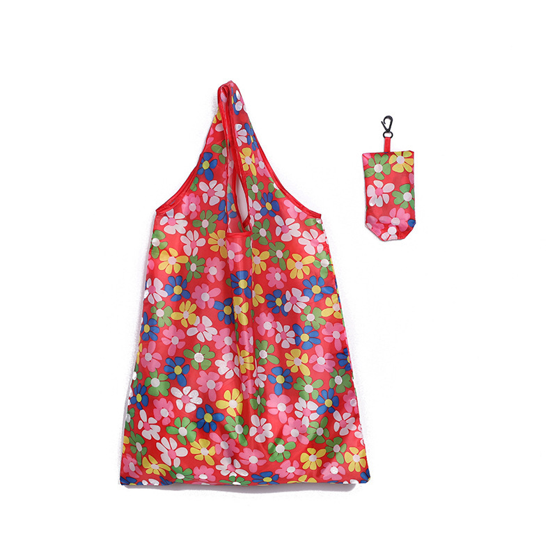 Wholesale washable 210T polyester nylon reusable foldable carry bags for shopping