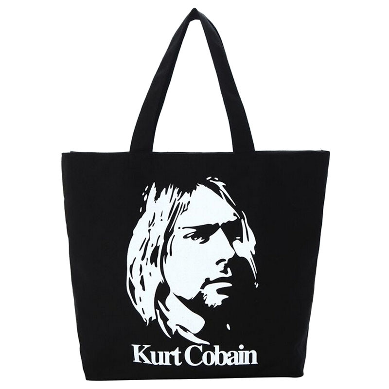 2022 Newly Wholesale Fashion Reusable Custom logo Printing Black Tote Bag Cotton Canvas Shopping Shoulder Bag