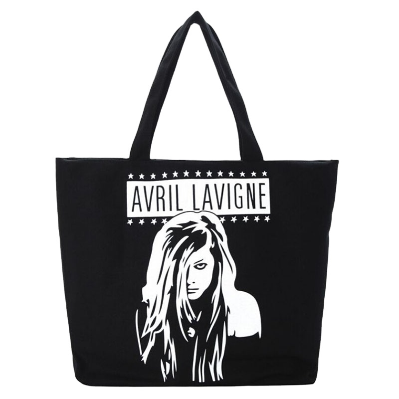 2022 Newly Wholesale Fashion Reusable Custom logo Printing Black Tote Bag Cotton Canvas Shopping Shoulder Bag