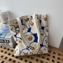 2022 New Arrival Women Fashion Cute Cartoon Printed Canvas Shoulder Shopping Tote Bag