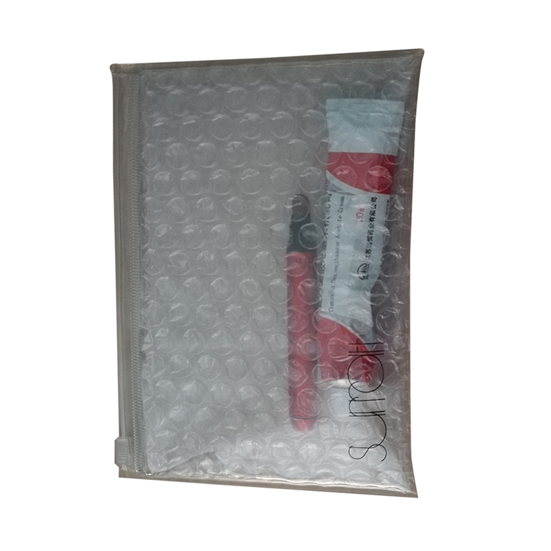 Popular wholesale custom logo printing reusable PVC heart bubble zip protective packaging bubble bag