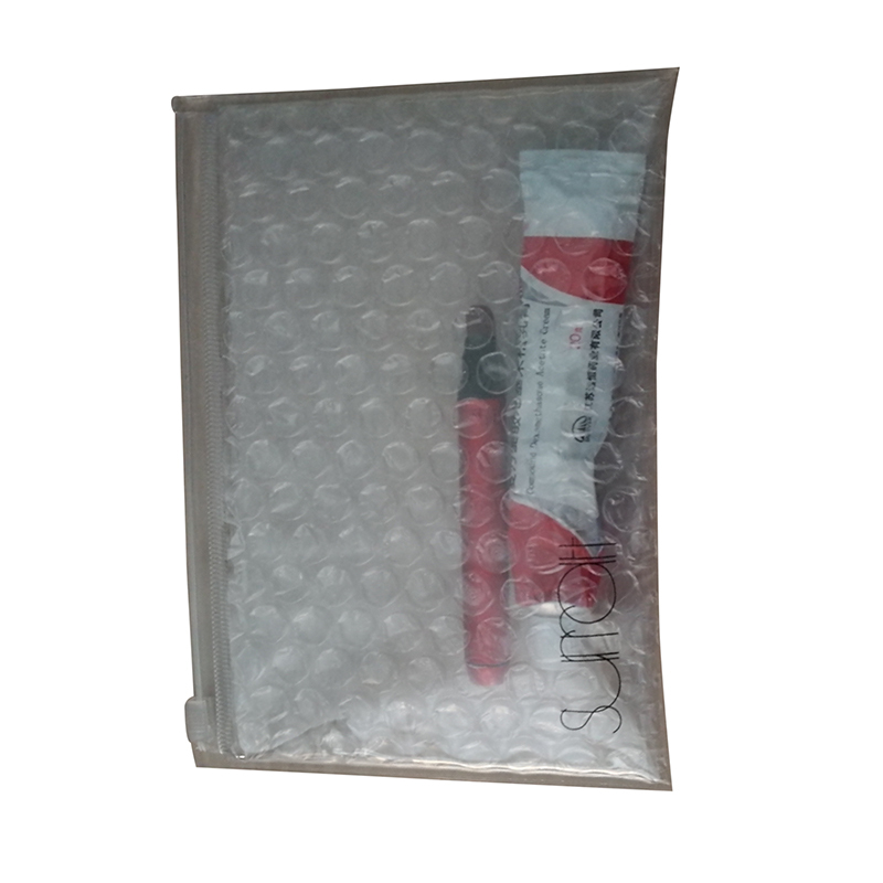 Popular wholesale custom logo printing reusable PVC heart bubble zip protective packaging bubble bag