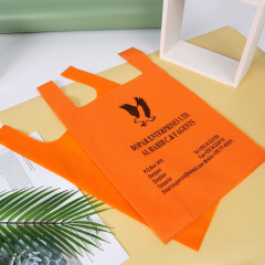 Die-cut Shape Orange Color Non woven Vest Shopping Bag  Non-woven T- shirt bag with Customer Logo Printed