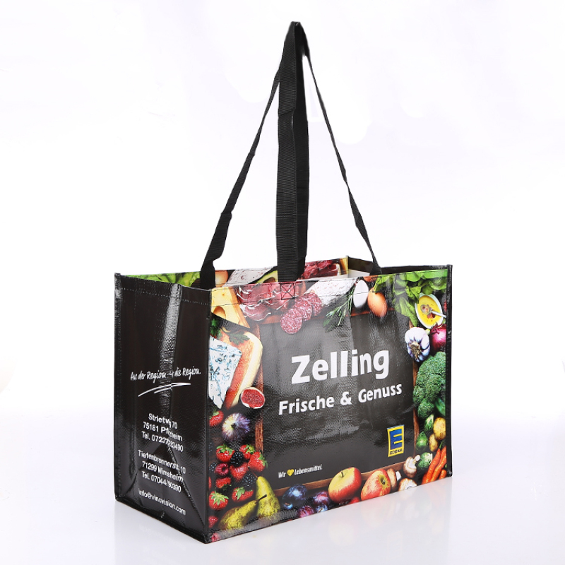 large capacity reusable custom printed supermarket eco friendly rpet pp woven shopping bag