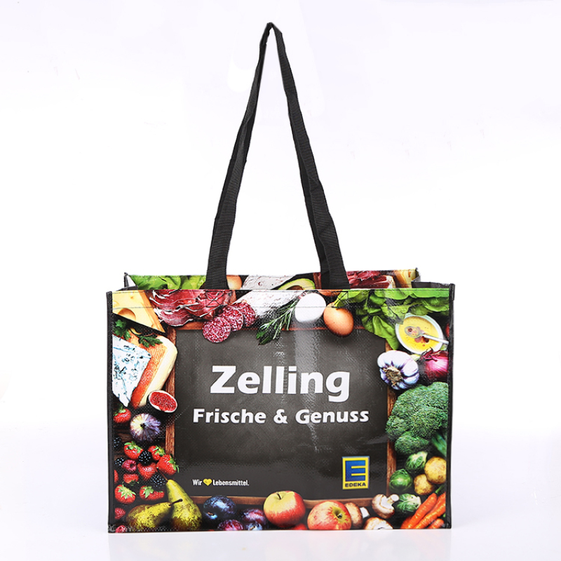 large capacity reusable custom printed supermarket eco friendly rpet pp woven shopping bag