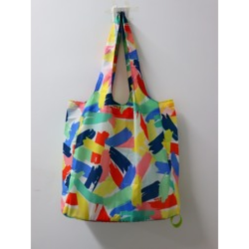 Customized  Expandable Folding Tote Bag Large  Capacity Reusable 190T Polyester Foldable Grocery Shopping Tote Bag