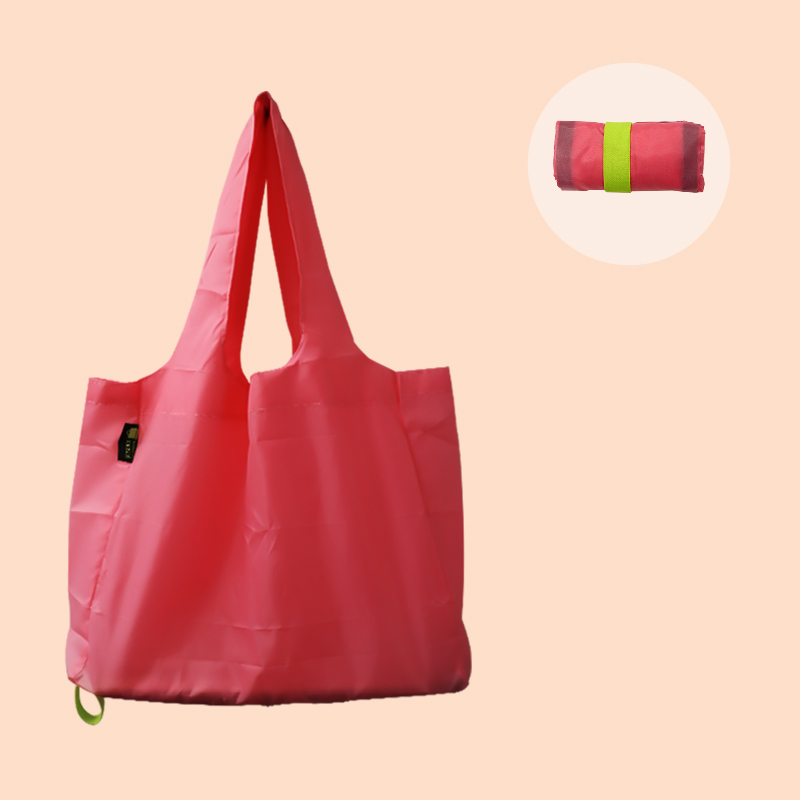Customized  Expandable Folding Tote Bag Large  Capacity Reusable 190T Polyester Foldable Grocery Shopping Tote Bag