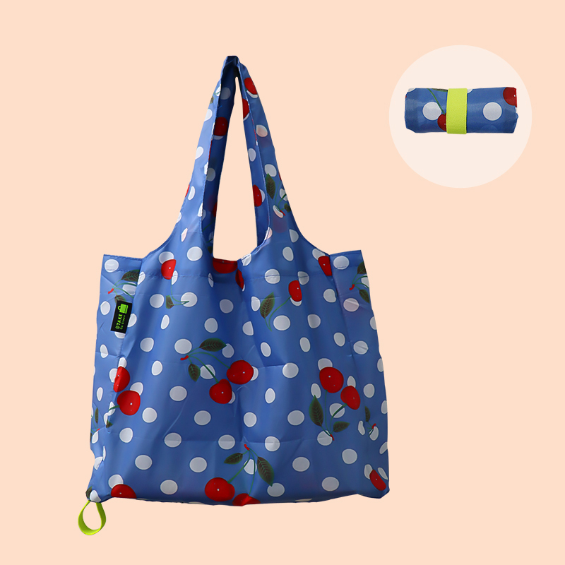 Customized  Expandable Folding Tote Bag Large  Capacity Reusable 190T Polyester Foldable Grocery Shopping Tote Bag