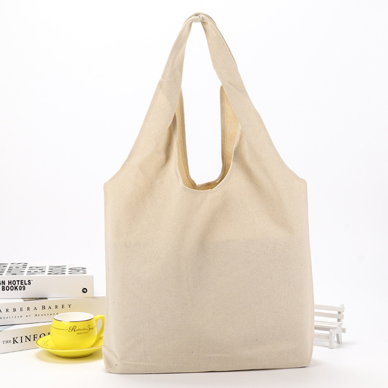 Wholesale 12oz large capacity canvas shoulder shopping tote bag with custom logo
