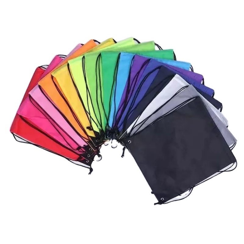 Custom logo wholesale 210d polyester drawstring backpack bag drawstring sport gym storage bag