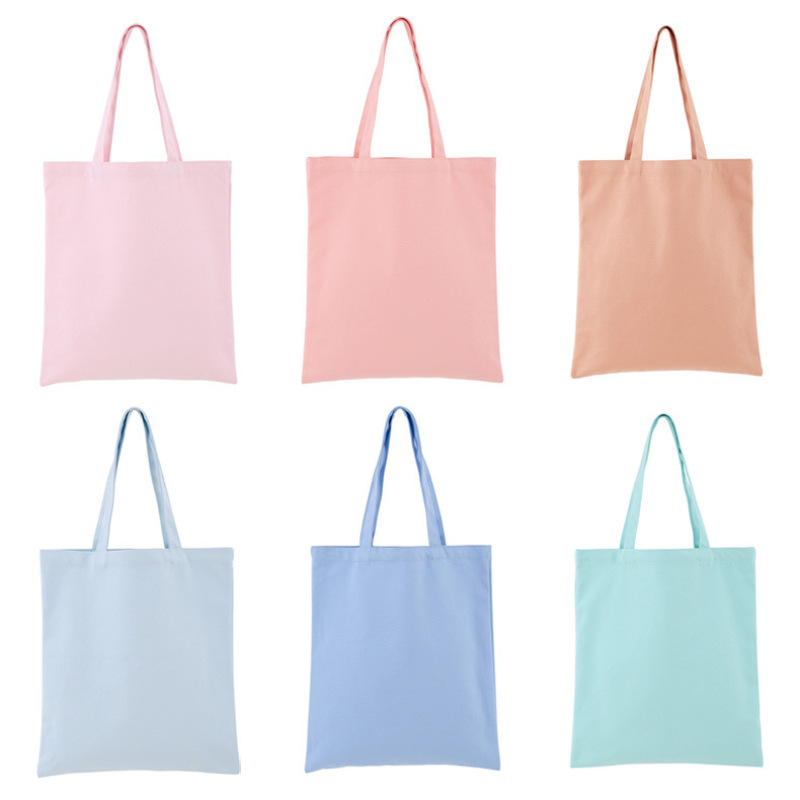 Eco Friendly Candy Color Custom Logo 12oz Blank 100% Cotton Canvas Tote Bag