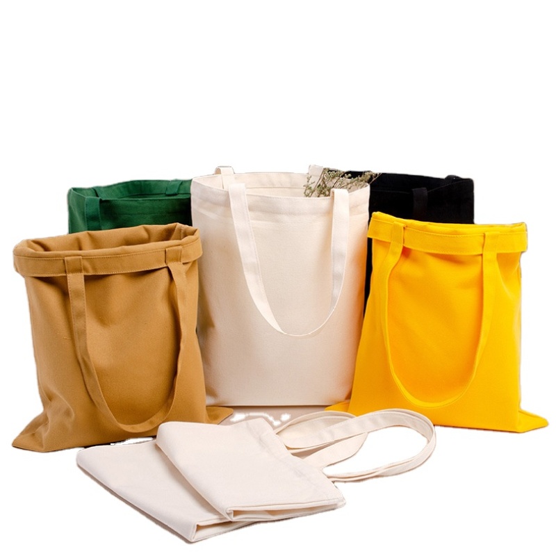 Stock Colorful 12oz Plain Recycled Custom 100% Cotton Canvas Tote Shopping Bag