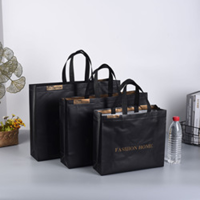 Promotional luxury portable custom logo pp lamination non woven shopping clothing packaging tote bags