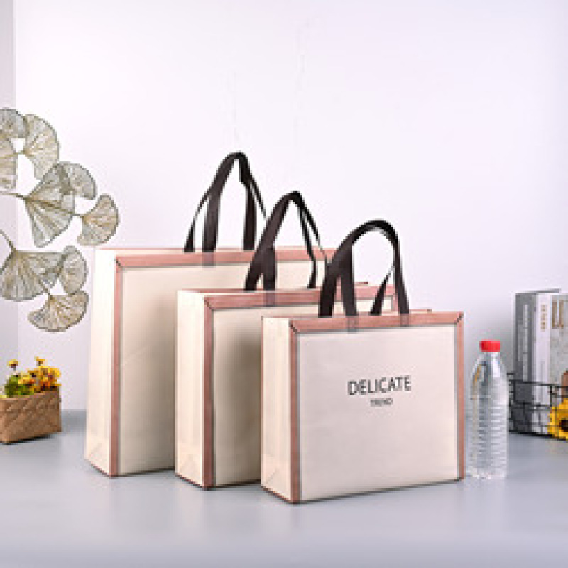 Promotional luxury portable custom logo pp lamination non woven shopping clothing packaging tote bags