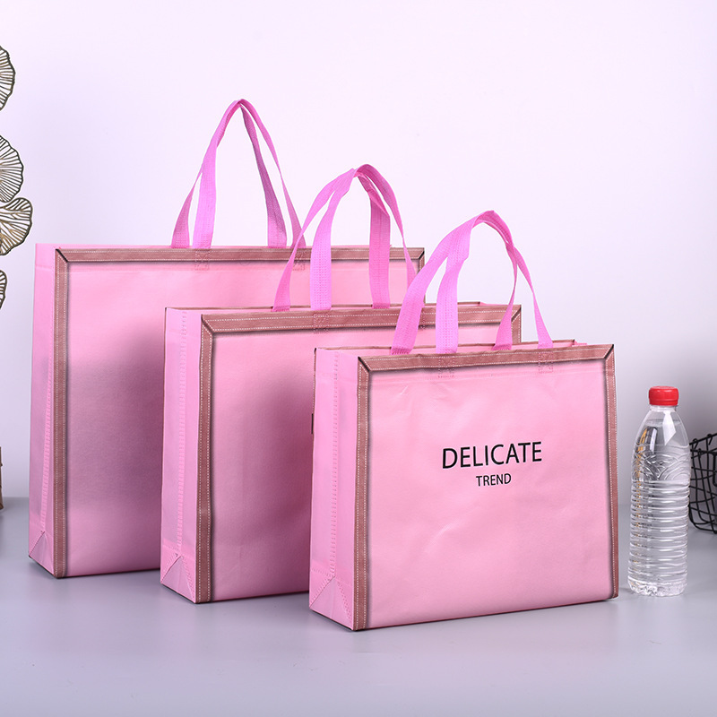 Promotional luxury portable custom logo pp lamination non woven shopping clothing packaging tote bags