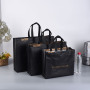 Promotional luxury portable custom logo pp lamination non woven shopping clothing packaging tote bags