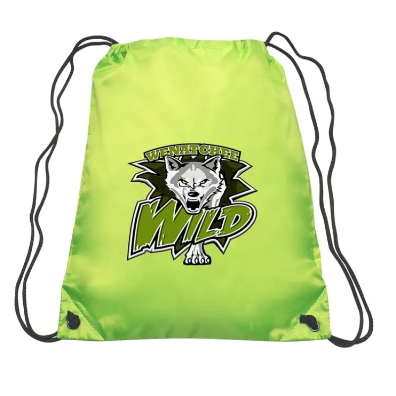 Advertising waterproof polyester nylon sport gym drawstring backpack bags with custom printed logo
