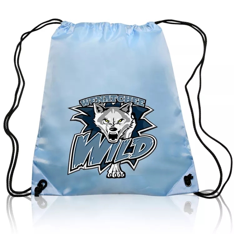 Advertising waterproof polyester nylon sport gym drawstring backpack bags with custom printed logo
