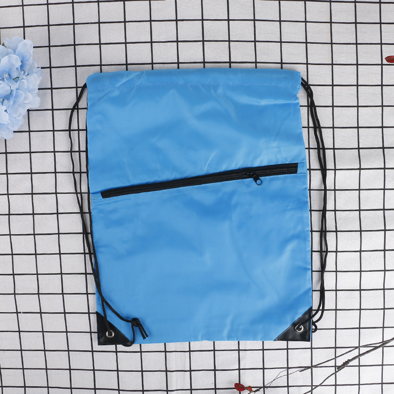 Wholesale portable waterproof custom logo bulk sports backpack 210D polyester drawstring bag with zipper