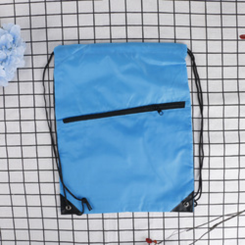 Wholesale portable waterproof custom logo bulk sports backpack 210D polyester drawstring bag with zipper