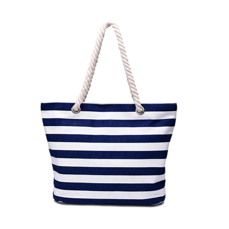 Direct manufacturer  cheap wholesale fashion custom digital printing 12oz   stripe canvas beach tote bag with rope handle