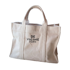 Large Capacity Thicken Cotton Fabric Custom Logo Cotton Canvas Tote Bag with Pocket