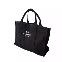 Large Capacity Thicken Cotton Fabric Custom Logo Cotton Canvas Tote Bag with Pocket