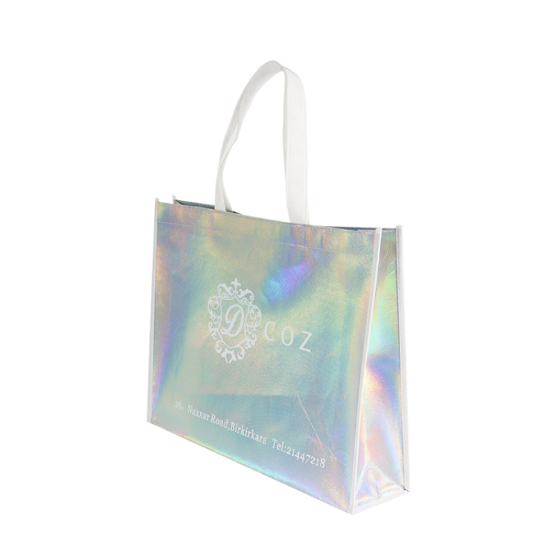 2020 fashion hot sale shiny  film pp laminated metallic non woven bag with custom logo