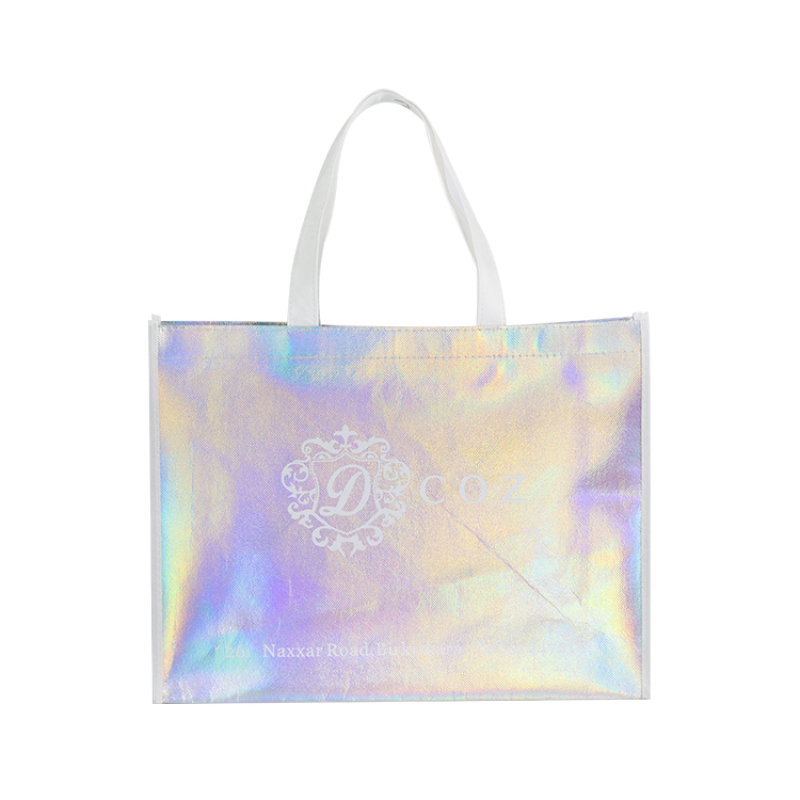 2020 fashion hot sale shiny  film pp laminated metallic non woven bag with custom logo