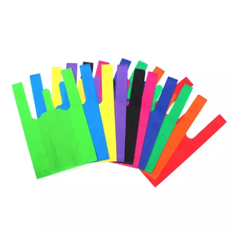 Supermarket Tote Non woven T-shirt Bag Custom Cheap Reusable PP Non Woven Fabric Shopping Bag