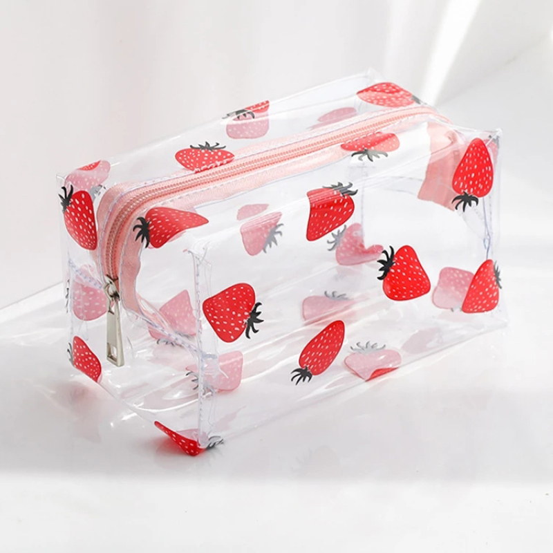 Cheap Wholesale Custom  Logo Printed Travel Organizer Clear PVC Travel Makeup Cosmetic Bag