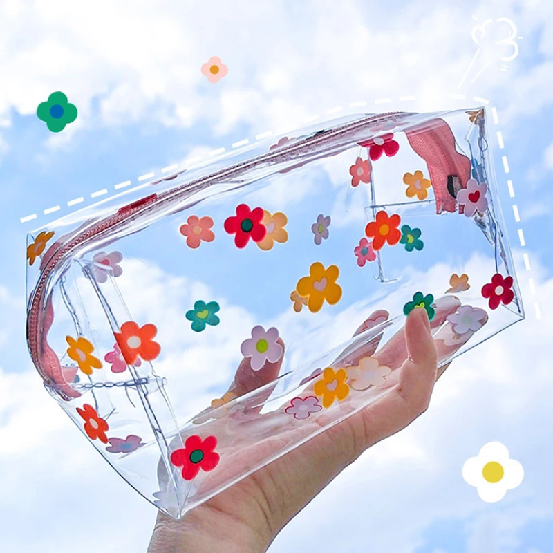 Cheap Wholesale Custom  Logo Printed Travel Organizer Clear PVC Travel Makeup Cosmetic Bag