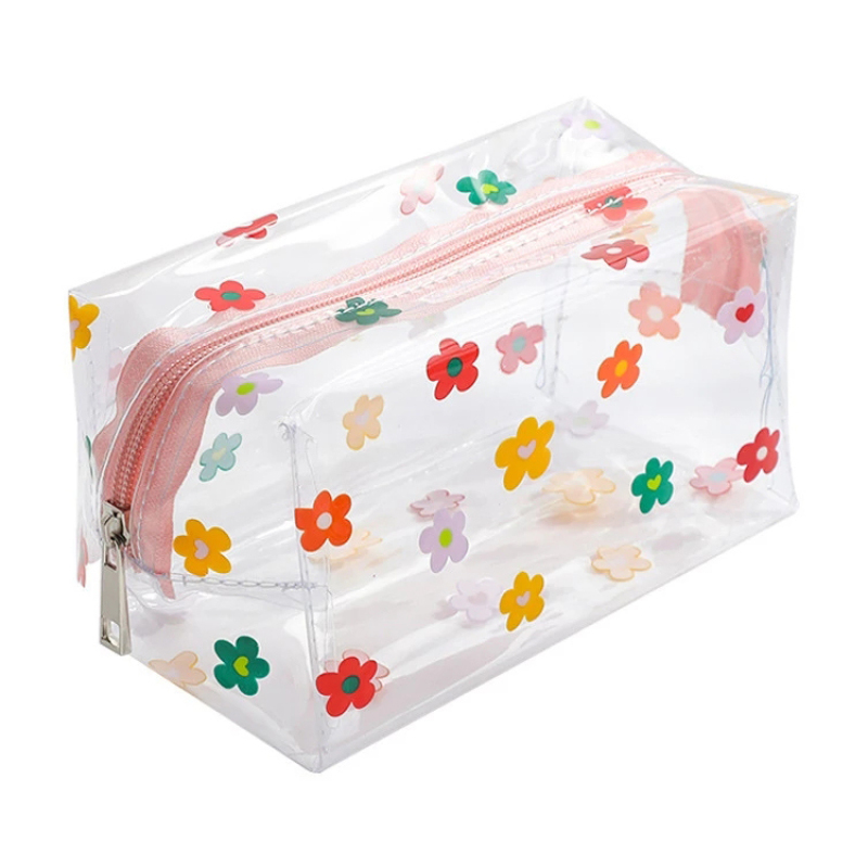 Cheap Wholesale Custom  Logo Printed Travel Organizer Clear PVC Travel Makeup Cosmetic Bag