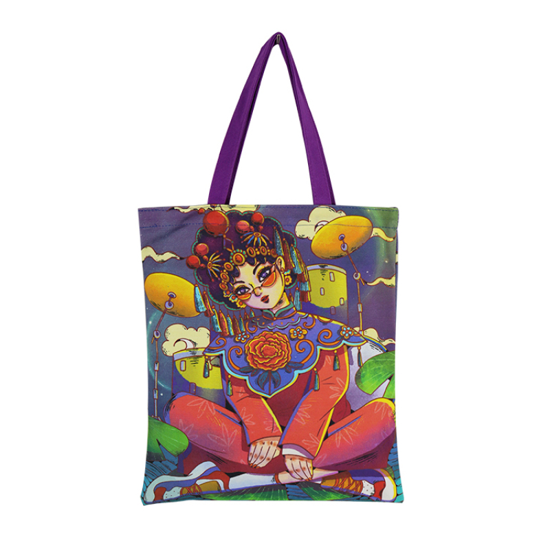 Custom Logo Printed Polyester Cotton Canvas Cloth Packaging Shopping Tote Bag With Zipper