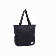 Heavy Canvas Large Custom Logo for Beach Grocery Zippered Closure Cotton Black Cotton Beach Bag