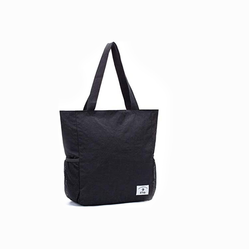 Heavy Canvas Large Custom Logo for Beach Grocery Zippered Closure Cotton Black Cotton Beach Bag