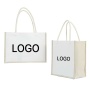 Eco friendly custom logo burlap jute tote waterproof canvas cotton shopping bag