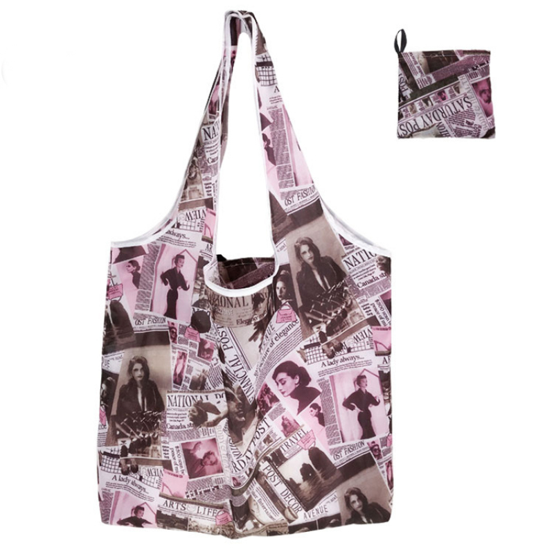 Factory wholesale custom printing polyester grocery bags reusable foldable for shopping
