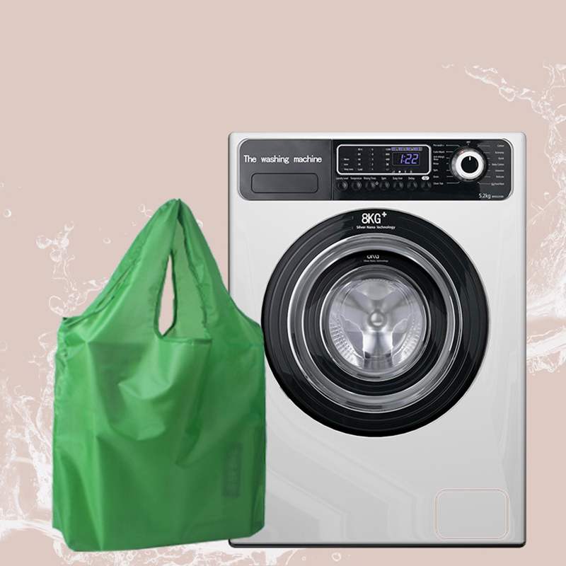 210T eco friendly grocery supermarket washable custom logo reusable polyester foldable shopping bag