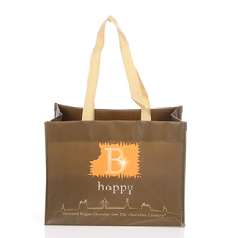 large capacity webbing handles laminated reusable custom non woven shopping bags logo printed