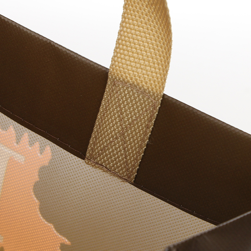 large capacity webbing handles laminated reusable custom non woven shopping bags logo printed