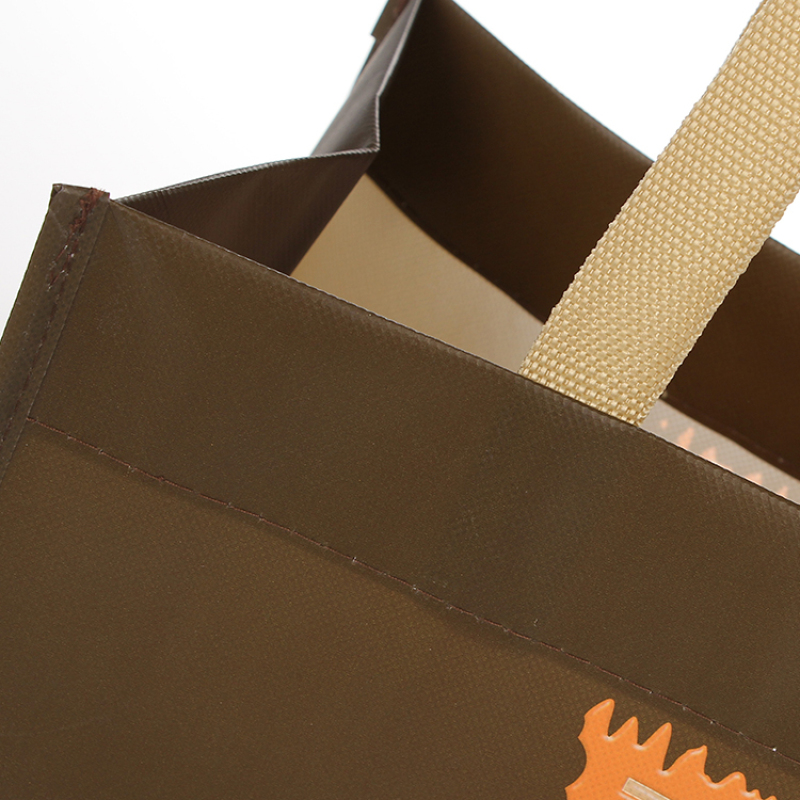 large capacity webbing handles laminated reusable custom non woven shopping bags logo printed