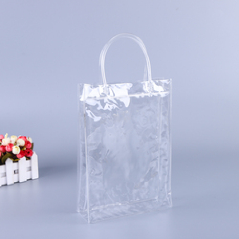 Cheap Transparent Clear Handle PVC Gift Packaging Customized Plastic Shopping Bags With Logos
