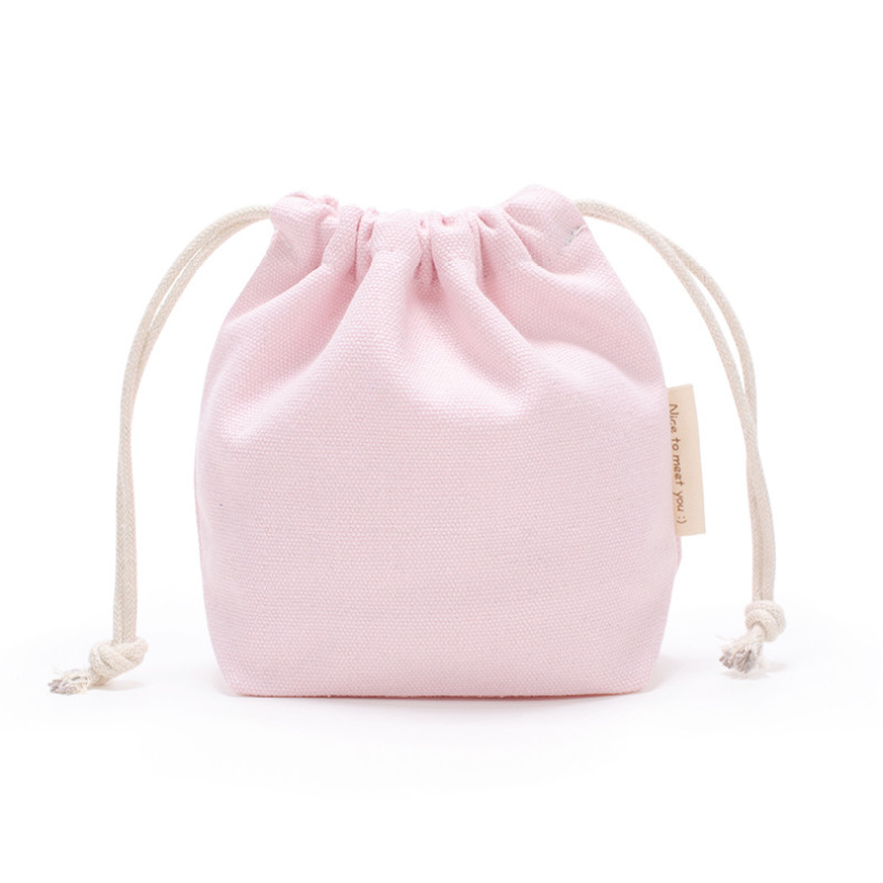 Plain Custom Logo Mini Jewelry Cotton Canvas Drawstring Gift Bag Pouch